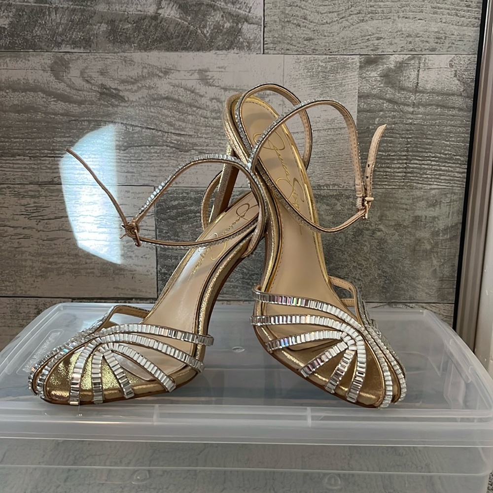 Jessica Simpson mirror-ball heels